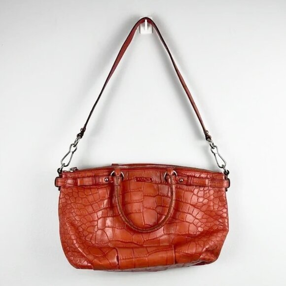 Coach Madison Sophia Crocodile Embossed Coral Convertible Bag F23044 - Picture 1 of 16